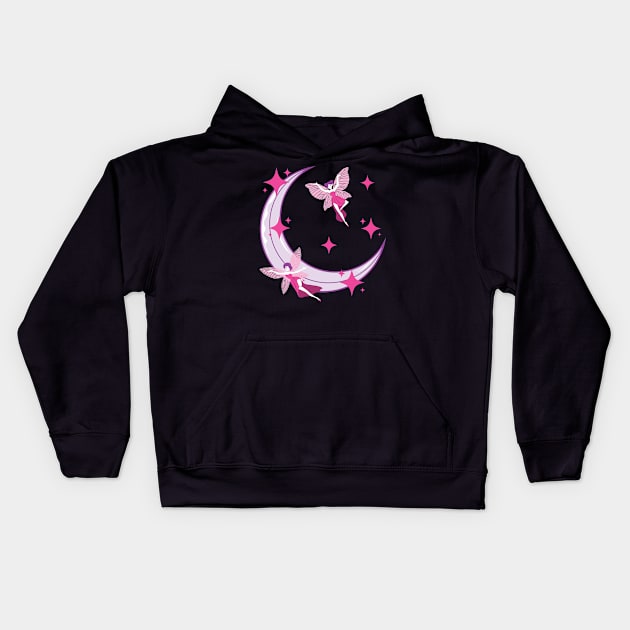 Fairycore Aesthetic Fairy Moon Fairies Pastel Goth Kids Hoodie by Alex21